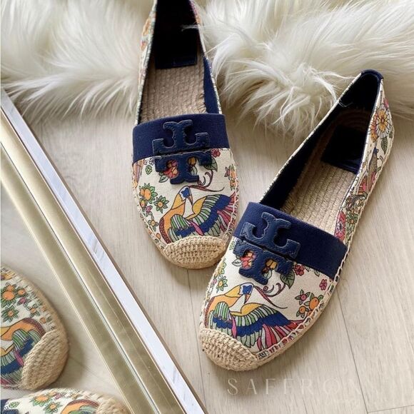 TORY BURCH WESTON FLAT ESPADRILLE Promised Land/Royal Navy Size 8 - Picture 6 of 10